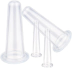 4 Pieces Facial Cupping Therapy Set Anti Cellulite, Silicone Vacuum Cupping Cups for Face and Eye Cupping Massage Manual Back Massagers (2 Small + 2 Large) (Transparent 2PCS)