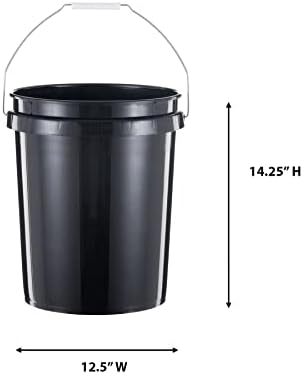 United Solutions 5 Gallon Bucket Heavy Duty Plastic Bucket Comfortable Handle Easy to Clean Perfect for on The Job Home Improvement or Household Cleaning; Black , 3 Count