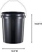 United Solutions 5 Gallon Bucket Heavy Duty Plastic Bucket Comfortable Handle Easy to Clean Perfect for on The Job Home Improvement or Household Cleaning; Black , 3 Count