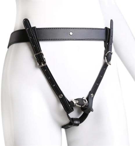 Chastity Belt Harness Strap On Dildo String Chastity Cage Anti-Off Device Adjustable Leather Chastity Belt Masturbation Panties SM Bondage Sex Toy