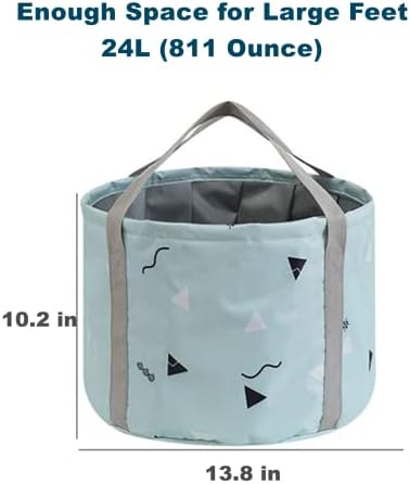 24L Large Collapsible Foot Bath Tub for Travel Camping, Portable Foot Soak Spa Basin Foldable Water Bucket for Soaking Feet, Green