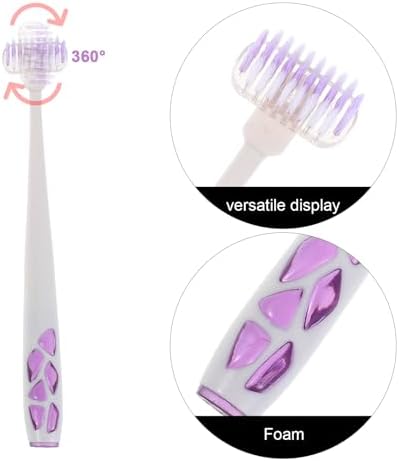 FRCOLOR T-Shaped Rotating Toothbrush for Adults, Gentle Thin Bristles, 4pcs, 360° Gum Care and Interdental Cleaning, Suitable for Home and Travel Use