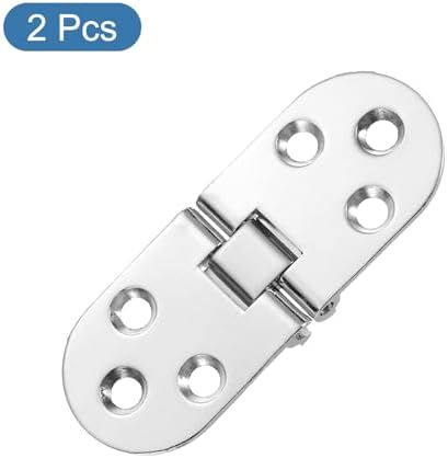 uxcell Folding Table Hinge, 2pcs Zinc Alloy 180 Degree Round Edge Sewing Machine Table Butler Tray Hinges for Cabinet Desk Drawer Door Furniture (Silver, 3.1 x 1.2inch)