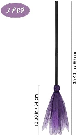 Ipetboom 2pcs Halloween Witches Broom Halloween Costume Broomstick Props Dress Up for Cosplay Party, Purple, 35.43 Inches