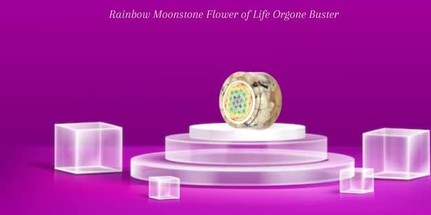Jet Rainbow Moonstone Flower of Life Orgone Tower Buster Piezo Electric EMF Protection Generator Frequency Ions Tested Cloud Chem Buster