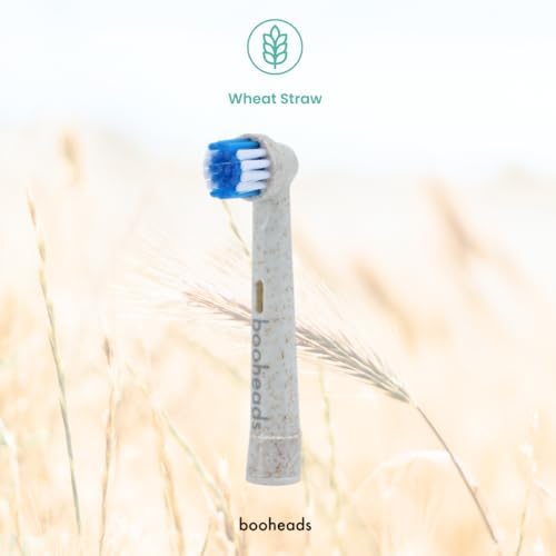 Booheads Oraboo Wheat Straw Plant-Based Electric Toothbrush Replacement Heads – Compatible with Oral-B Electric Toothbrush – Eco-Friendly Natural Bristle, BPA-Free Adult Replacement, 4 Pack