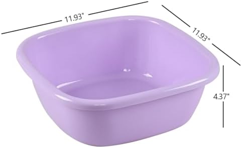 4-Pack 8 Quart Square Plastic Washing Basin, Small Wash Tub Basin, Colorful Dish Pan Tub