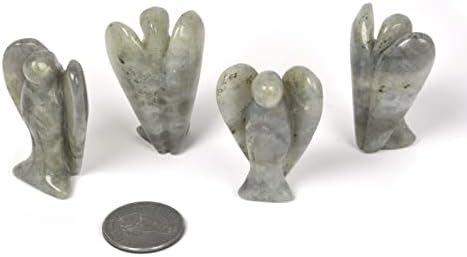 Justinstones Carved Labradorite Gemstone Peace Angel Pocket Guardian AngelHealing Statue 2 inch