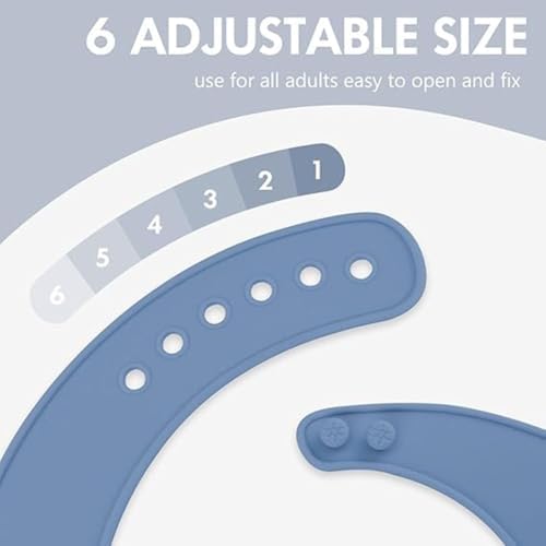 Adult Bibs for Elderly(2 Pack), Eating Adjustable Bib with Food Catcher Pocket, Comfortable and Easy to Clean Silicone Bibs with Easy to Use Button Closure