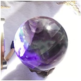 Natural Colored Fluorite Healing Quartz Crystal Sphere Gemstone Ball with Stand, Natural Sculpture Figurine 50mm/1.96 inch