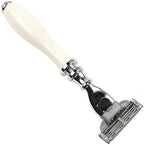 Parker – Deluxe Mach 3 Razor with Triple Blades for Close Shave – Premium White Resin Handle with Chrome Trim