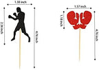 48Pcs Black Red Glitter Boxing Gloves Boxer Cupcake Toppers Fitness Cupcake Picks Boxer Birthday Party Decorations
