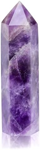 Jovivi Amethyst Healing Crystal Wands,3.5"-4" Natural Polishied Hexagonal Point Chakra Crystal Wand for Reiki Energy Meditation Stone Home Decor Collection Gift 1PC