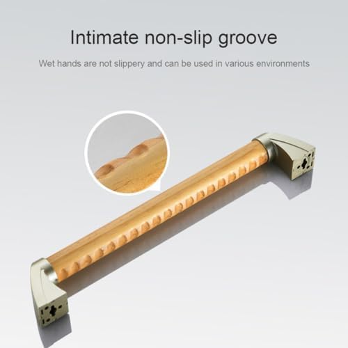 Shower Grab Bar Wooden Bathroom Balance Hand Grips Non Slip Safety Handrail 17inch, Shower Handle