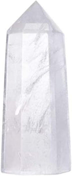 Angelstones Natural Clear Quartz Gemstone Healing Crystal Hexagonal Pointed Reiki Chakra Faceted Prism Wand Carved Stone Figurine Home Decor