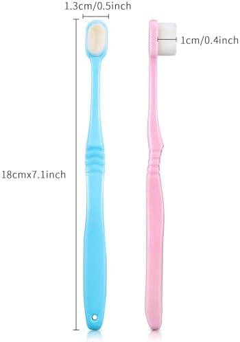 Boao 4 Pieces Extra Soft Toothbrushes Micro Nano Manual Toothbrush for Sensitive Tooth with 20,000 Extra Soft Bristles for Fragile Tooth Adult(Blue, Pink)