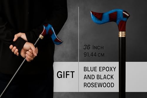 Handmade Rosewood Wooden Walking Cane for Men | Epoxy Resin Walking Stick for Senior | Lightweight Walking Cane