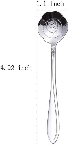 6 PCS Silver Flower Spoon Set 4.92 inch Stainless Steel Coffee Ice Cream Sugar Stirring Dessert Drink Spoons Tableware Home Kitchen Restaurant