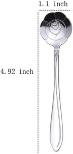 6 PCS Silver Flower Spoon Set 4.92 inch Stainless Steel Coffee Ice Cream Sugar Stirring Dessert Drink Spoons Tableware Home Kitchen Restaurant