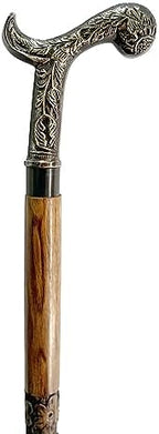 “Elegant Wooden Walking Stick with Handcrafted Floral Brass Handle – Stylish Men’s & Women’s Cane for Walking Support, Gifts & Everyday Use”