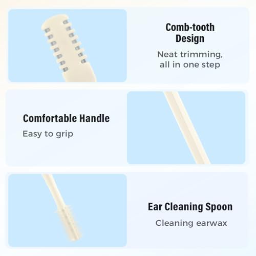 2-in-1 Nasal Hair Cutter, 2025 Upgrade 360° Rotating Nose Hair Trimmer with Double-Sided Blade & Ear Pick, Manual Nostril Hair Removal Tool for Men and Women, Soft Cleaning Brush (Beige, 3PCS)