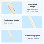 2-in-1 Nasal Hair Cutter, 2025 Upgrade 360° Rotating Nose Hair Trimmer with Double-Sided Blade & Ear Pick, Manual Nostril Hair Removal Tool for Men and Women, Soft Cleaning Brush (Beige, 3PCS)