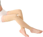 TOFLY® Medical Thigh High Compression Socks Footless for Women & Men, Opaque Support Hose, 15-20mmHg Graduated Compression Stockings with Silicone Band for Varicose Veins, Edema, DVT, 1 Pair Beige XL