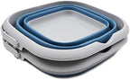 SAMMART 8.5L (2.2 Gallon) Collapsible Square Handy Bucket/Foldable SquareWater Pail/Portable Tub with Handle. Size 31x31cm (Steel Blue & Slate Grey, 2)
