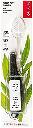 RADIUS Toothbrush Source Floss Brush BPA Free & ADA Accepted Improve Gum Health & Reduce Gum Issues - Soft - Money - Pack of 1