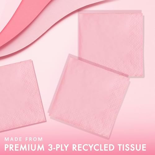 Creative Converting Paper Napkins, 3-Ply Beverage Size, Classic Pink Color, 50-Count Packages (Pack of 5)