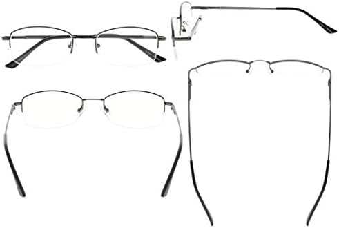 Eyekepper Half-Rim Womens Reading Glasses Memory Titanium Bridge Ladies' Readers (Gunmetal,+1.50)