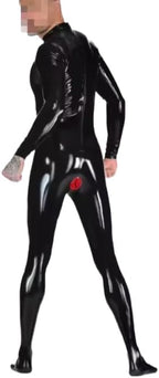Latex Rubber Black Jumpsuit Racing Uniform Party Role Special Occasion Hand 0.4mm