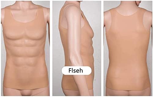 Fake Muscle Vest,Realistic Fake Chest Muscles,Silicone Fake Chest Muscle Vest - Silicone Muscle Suit for Men's Cosplay Masquerade Costume-Flesh||Medium Size