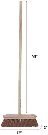 Superio Kitchen and Home Horsehair Broom With Wood Handle, Fine Premium Bristles - Heavy Duty Household Broom Easy Swiping Dust And Wisp Floors And Corners , 12" sweeping head