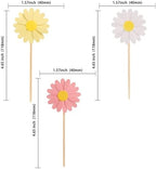 24Pcs Daisy Cupcake Toppers Flower Cake Topper Decorations Daisy Cake Decorations Chrysanthemum Cupcake Toppers Spring Daisy Flower Cake Picks for Birthday Wedding Supplies Multi