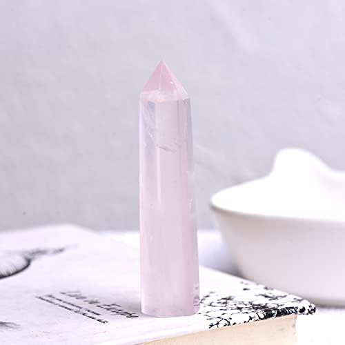 1PC Natural Crystal Column Quartz Rock Mineral Specimen Crystal Point Quartz Rainbow Wand Home Decor Stone,Pink,50-60mm