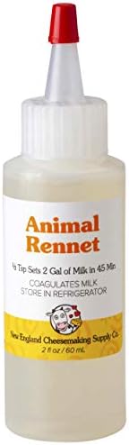 Liquid Animal Rennet – Single Strength Calf Rennet for Home Cheese Making – NON-GMO, Gluten-Free, Easy to Measure & Use (2 oz)