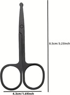 Stainless Steel Nose Hair Scissors, Precision Trimming Tool for Ear Nose Eyebrow Grooming, Ergonomic Design Safe Personal Care Scissors