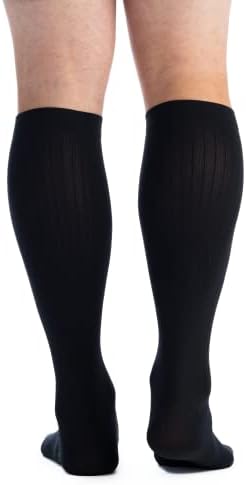 EvoNation Men’s USA made Knee High 20-30 mmHg Graduated Compression Socks – Moderate Pressure Compression Garment, Black, Large