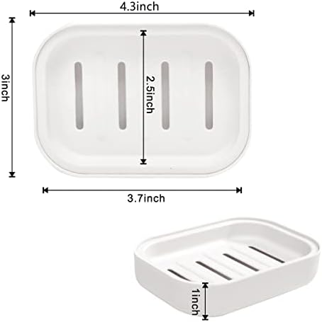 4 Pack Plastic Soap Dish, Soap Container, Double Layer Draining Soap Holder for Shower, Bathroom or Kitchen, C-0060
