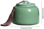 Airtight Tea Container Chinese Retro Large Ceramic Tea Cans Household Sealed Celadon Storage Black Ceramic Tea Caddy(E)