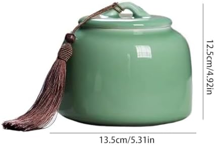 Airtight Tea Container Chinese Retro Large Ceramic Tea Cans Household Sealed Celadon Storage Black Ceramic Tea Caddy(A)