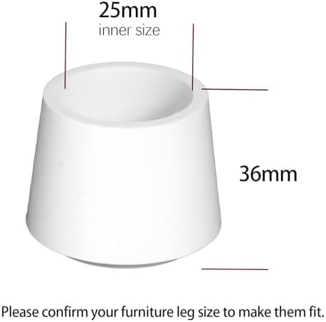 4 PCS White Round Rubber Chair Leg Caps Tips, Vinyl Rubber End Kits, Soft Touch Table Feet Cover, Anti Slip Floor Protector, 1 inch (25mm)