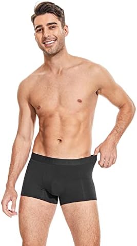 KNITLORD Men's Breathable Underwear Bamboo Viscose Boxer Briefs Short Leg Trunks 3 or 4 Pack
