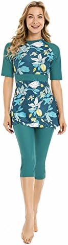 Modest Swimsuit Women's Rash Guard Short Sleeve Swimwear Modesty Swimming Costume Surfing Suit Burkini