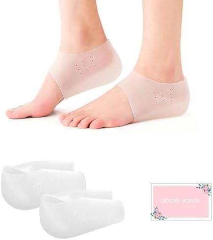 Invisible Height Increase Enhancers - Soft Silicone Concealed Footbed Heel Cushion Lift Inserts with Breathable Half Heel Socks Protector, Suitable for Men Women - 4.5cm (1.8in)