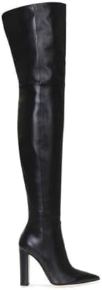Thigh high boots Womens Chunky heels Over the knee boots Pointed toe side Back zipper brown leopard high heel Knee high pink boots