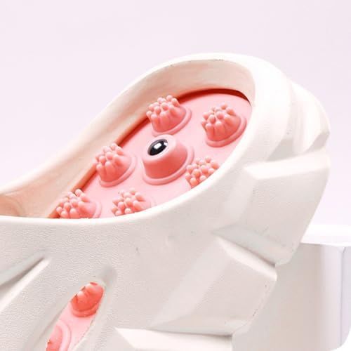 Slippers for Plantar Fasciitis for Women & Men Acupressure & Acupuncture Foot Massager Sandals Acupressure Massage Slippers Foot Massager, Pain Relief & Muscle Relaxation (White,women 6.5/men5)