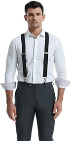 MENDENG Suspenders for Men Heavy Duty Swivel Hooks Retro X-Back Adjustable Brace
