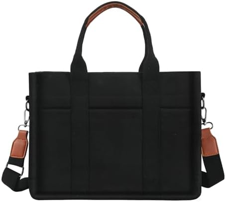 FIORETTO Canvas Tote Bag for Women with Zipper Closure & Individual Compartments for Work College for Teacher & Nurse